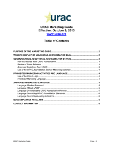 URAC Marketing Guide Effective: October 9, 2015 www.urac.org
