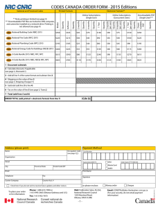 CODES CANADA ORDER FORM