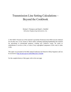 Transmission Line Setting Calculations – Beyond the Cookbook