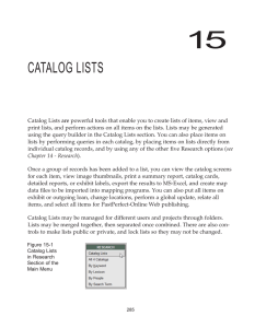 catalog lists - PastPerfect Museum Software