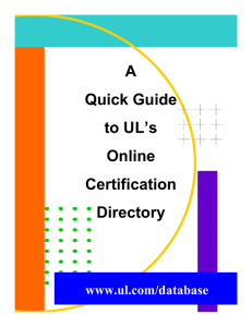 A Quick Guide to UL`s Online Certification Directory