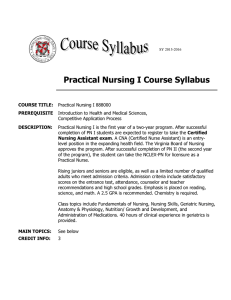 Practical Nursing I Course Syllabus