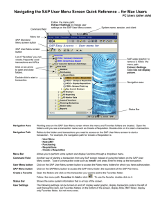 Navigating the SAP User Menu Screen Quick Reference – for