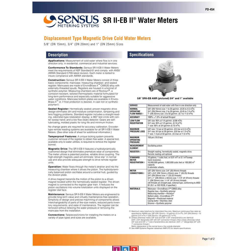 sensus water meter manual