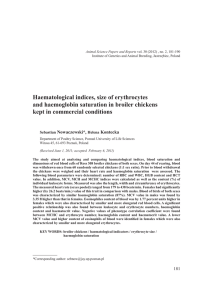 Haematological indices, size of erythrocytes and