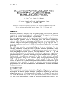 evaluation of water saturation from resistivity in a