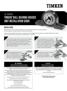 UC Series Ball Bearing Housed Unit Installation Guide
