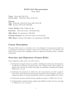 Course Description Overview and Objectives (Course ILOs)