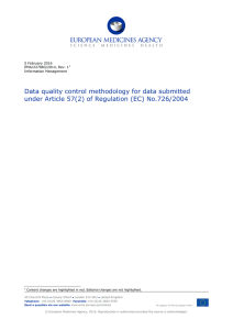 Data quality control methodology for data submitted under Article 57