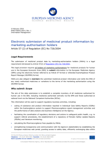 Electronic submission of medicinal product information by marketing