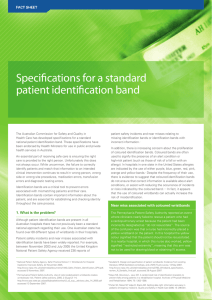 Fact Sheet – Specifications for a standard patient identification band