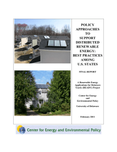 Policies to Support Distributed Renewable Energy: Best Practices