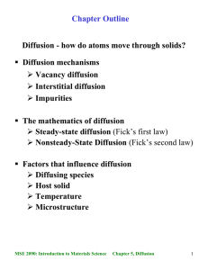 Introduction to Materials Science Chapter 5, Diffusion