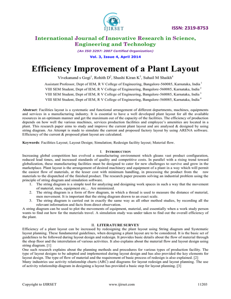 Efficiency Improvement Of A Plant Layout