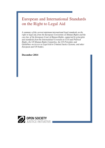 European and International Standards on the Right to Legal Aid