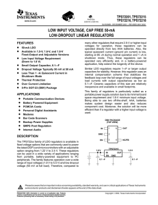 Low Input Voltage, Cap-Free 50-mA Low