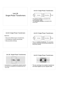 Unit 28 Single-Phase Transformers