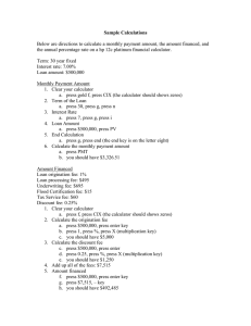 Sample Calculations Below are directions to calculate a monthly