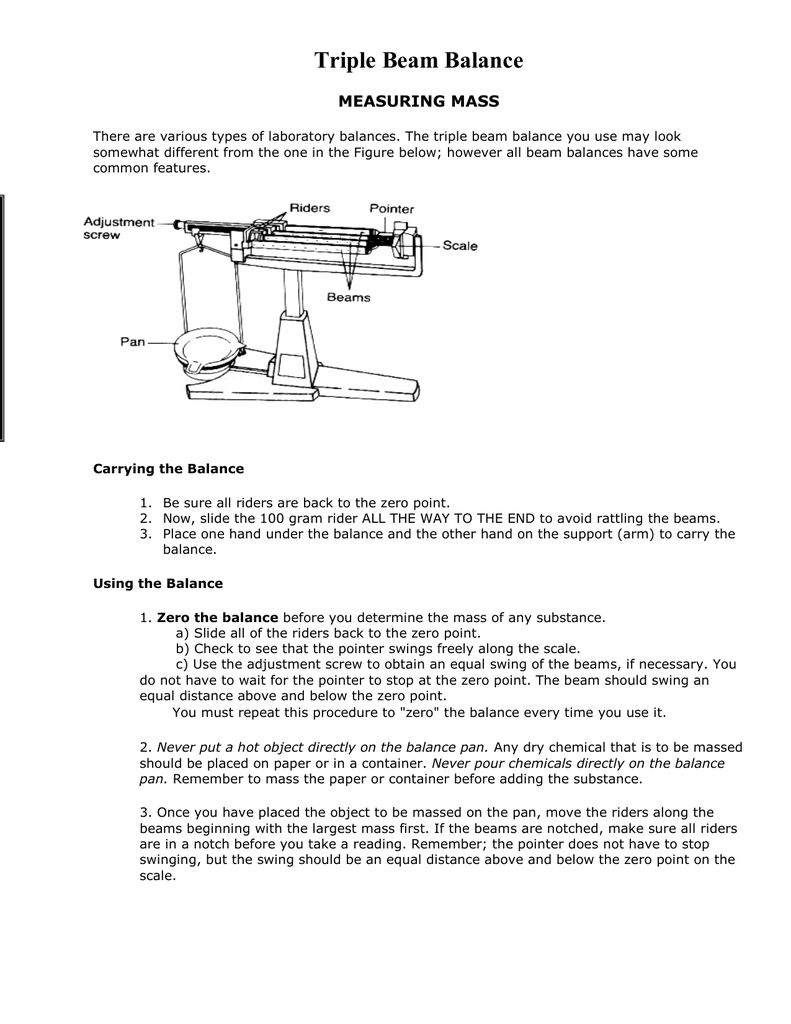 triple beam balance worksheet