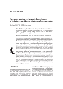 Geographic variations and temporal changes in songs of the Rufous