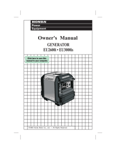 Owners Manual GENERATOR EU2600i • EU3000is