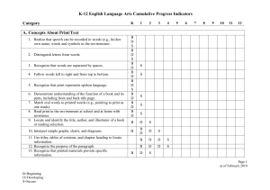 K-12 English Language Arts Cumulative Progress Indicators