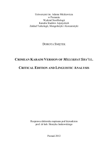 crimean karaim version of melukhat sha`ul. critical edition