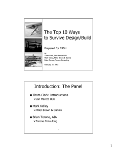 The Top 10 Ways to Survive Design/Build Introduction