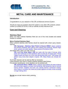 Metal Care and Maintenance - CRL-ARCH
