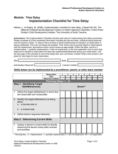 Implementation Checklist for Time Delay