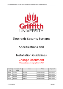 Electronic Security Systems Specifications and