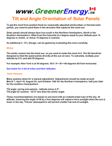 Tilt and Angle Orientation of Solar Panels