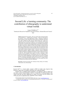 Second Life: a learning community. The contribution of - IRPPS