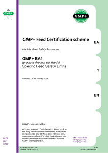 to GMP+ BA1 Specific Feed Safety Limits