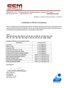 Certificate of RoHS Compliance