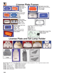 License Plate Frames License Plate and Tail Lamp Holder