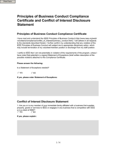Principles of Business Conduct Compliance Certificate and