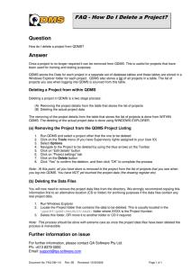 FAQ - How Do I Delete a Project?