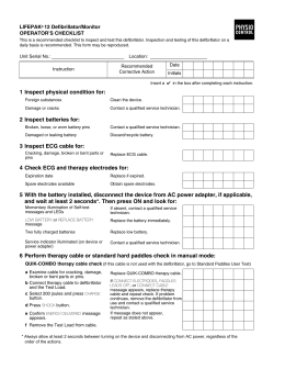 LIFEPAK 15 Operator`s Checklist