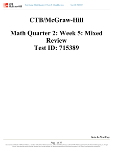 CTB/McGraw-Hill Math Quarter 2: Week 5: Mixed Review Test ID