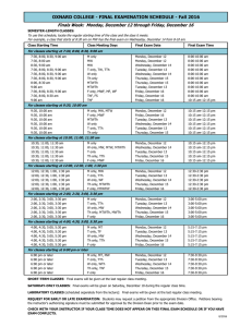 Final Exam Schedule Fall 2016