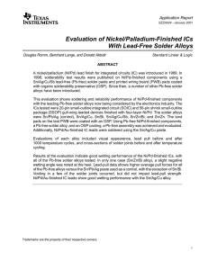 "Evaluation of Nickel/Palladium-Finished ICs With Lead