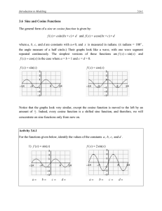 3.6 Sine and Cosine Functions The general form of a sine or cosine