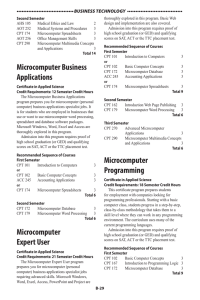 Microcomputer Business Applications Microcomputer Expert User