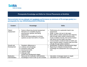 Prerequisite Knowledge and Skills for Clinical Placements