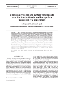 Changing cyclones and surface wind speeds over the North Atlantic