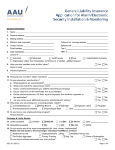 General Liability Insurance Application for Alarm/Electronic Security