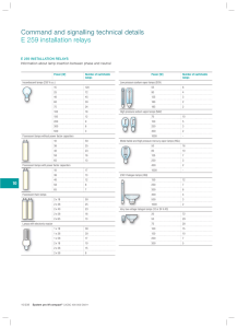 Command and signalling technical details E 259 installation relays