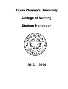 Texas Woman`s University College of Nursing Student Handbook