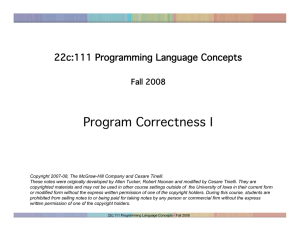 Program Correctness I